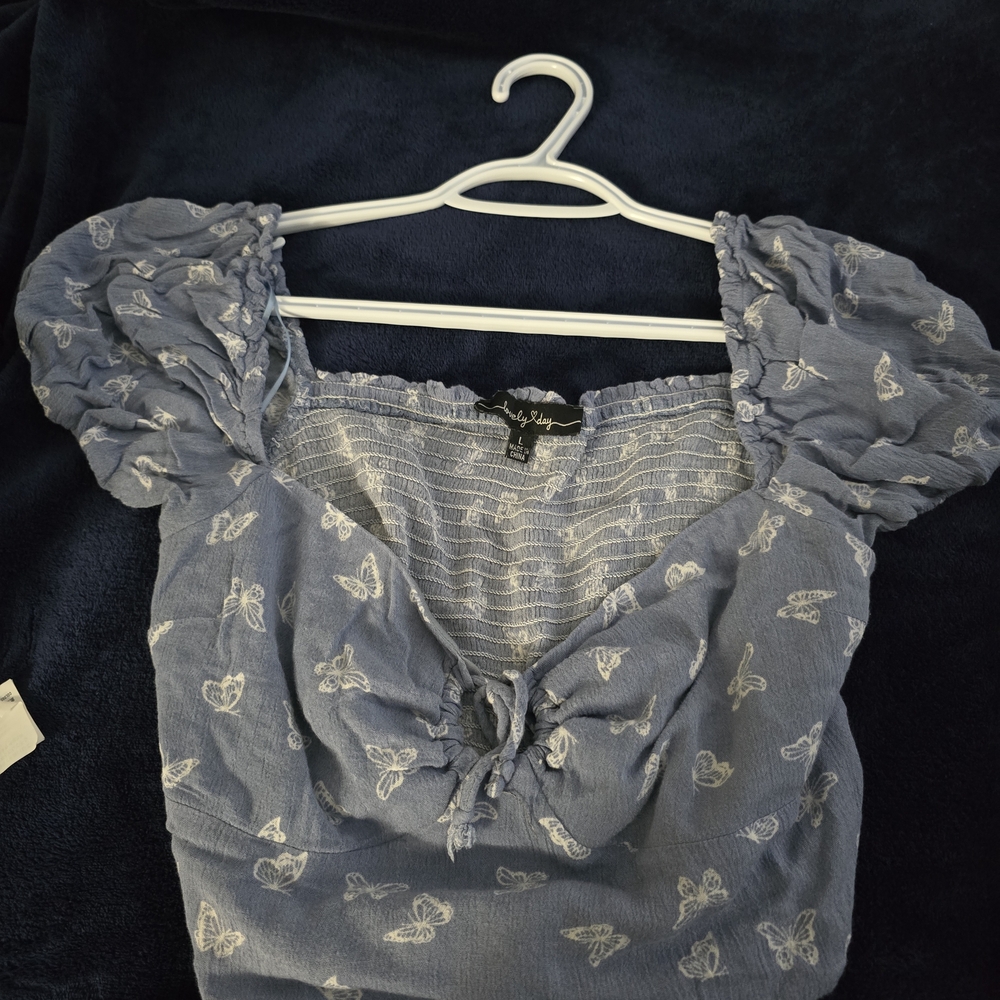 Lovely Day Blue Butterfly Blouse
